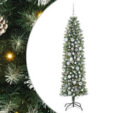 Vidaxl kunstmatige slanke kerstboom met 300 led groen en wit 180 cm