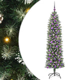 Vidaxl kunstmatige slanke kerstboom met 300 led groen en wit 180 cm