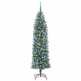 Vidaxl kunstmatige slanke kerstboom met 300 led groen en wit 180 cm