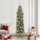 Vidaxl kunstmatige slanke kerstboom groen en wit 210 cm