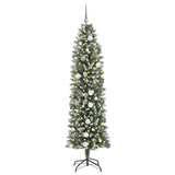 Vidaxl kunstmatige slanke kerstboom met 300 led groen en wit 210 cm