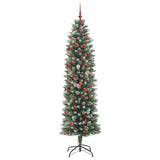 Vidaxl kunstmatige slanke kerstboom met 300 led groen en wit 210 cm