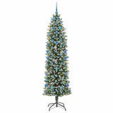 Vidaxl kunstmatige slanke kerstboom groen en wit 210 cm