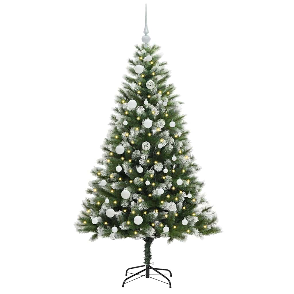 Vidaxl kunstmatige scharnierende kerstboom met bedekte sneeuw warmwit
