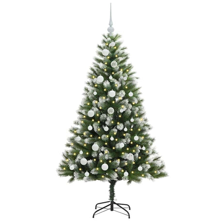 Vidaxl kunstmatige scharnierende kerstboom met bedekte sneeuw warmwit