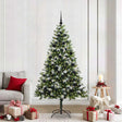 Vidaxl kunstmatige scharnierende kerstboom met bedekte sneeuw warmwit