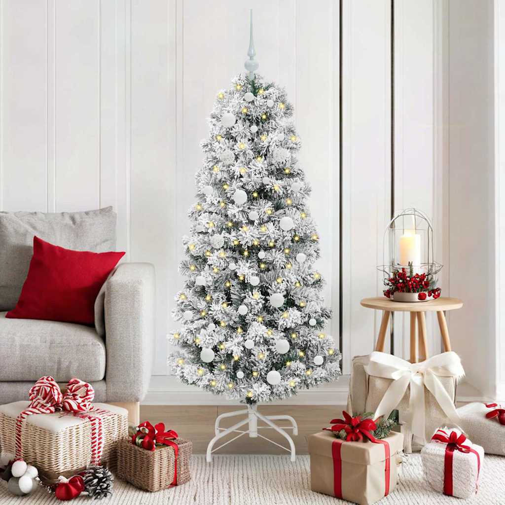 Vidaxl kunstmatige inklapbare kerstboom groen en wit 150 cm