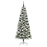 Vidaxl kunstmatige inklapbare kerstboom 300 led's groen en wit 210 cm