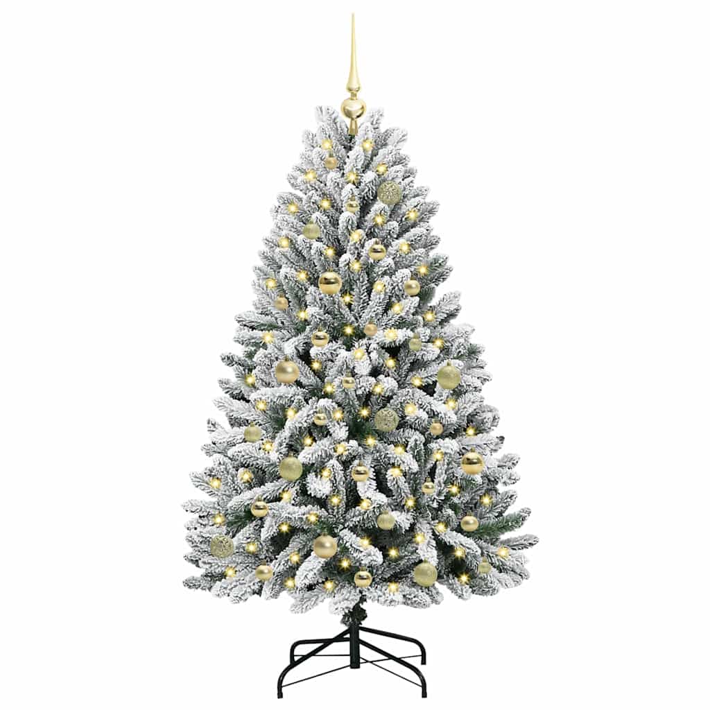 Vidaxl kunstkerstboom met 150 led groen en wit 150 cm pvc en metaal