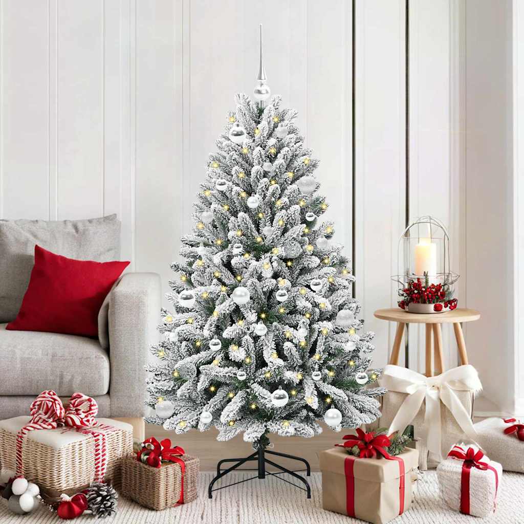 Vidaxl kunstkerstboom met 150 led groen en wit 150 cm pvc en metaal