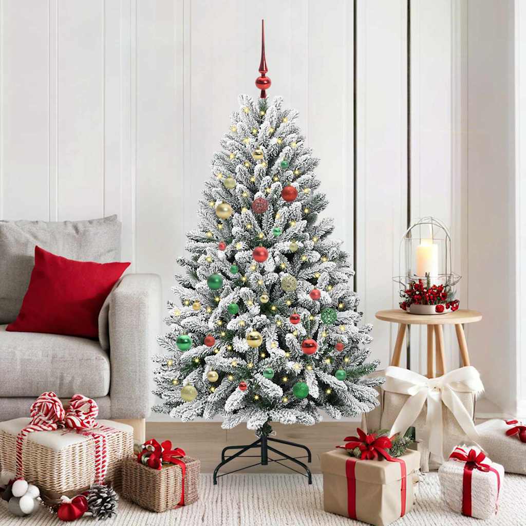 Vidaxl kunstkerstboom met 150 led groen en wit 150 cm pvc en metaal