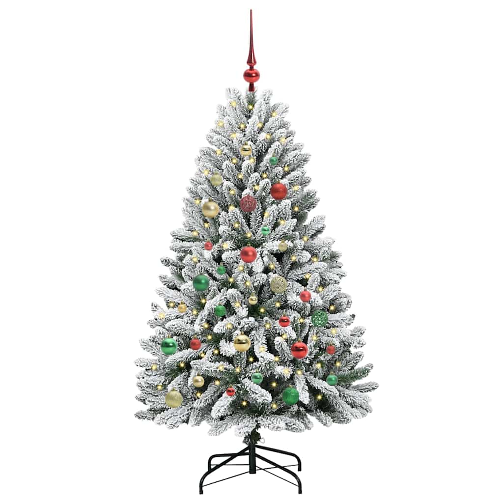 Vidaxl kunstkerstboom met 150 led groen en wit 150 cm pvc en metaal