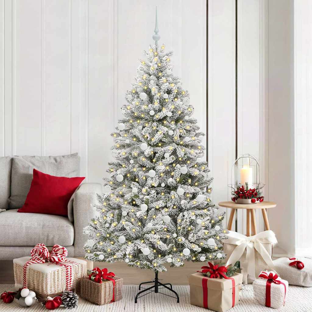 Vidaxl kunstkerstboom met 300 led groen en wit 180 cm pvc en metaal