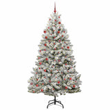 Vidaxl kunstkerstboom met 300 led groen en wit 210 cm pvc en metaal