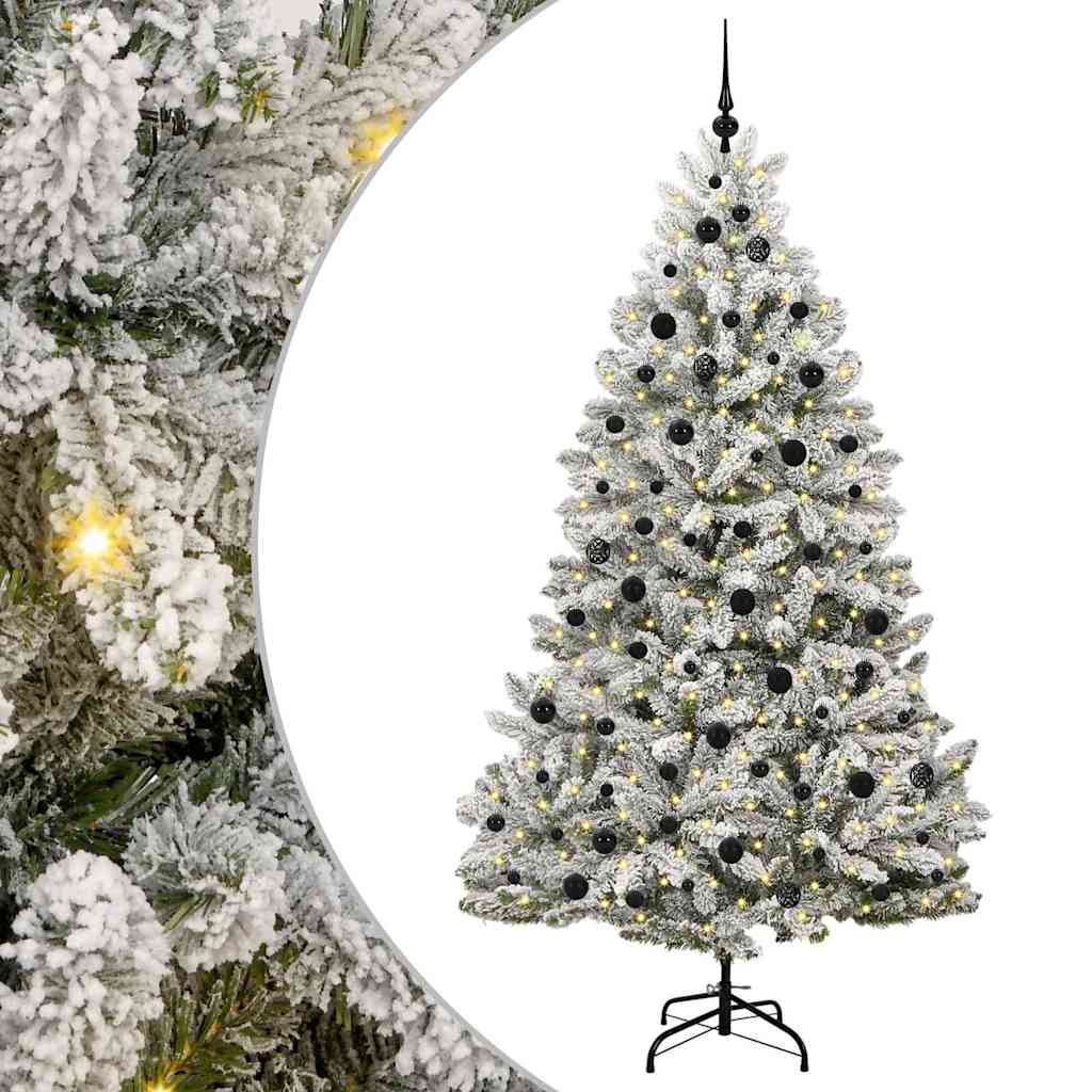 Vidaxl kunstkerstboom met 300 led groen en wit 210 cm pvc en metaal