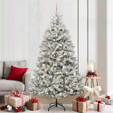 Vidaxl kunstkerstboom met 300 led groen en wit 210 cm pvc en metaal