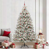 Vidaxl kunstkerstboom met 300 led groen en wit 240 cm pvc en metaal