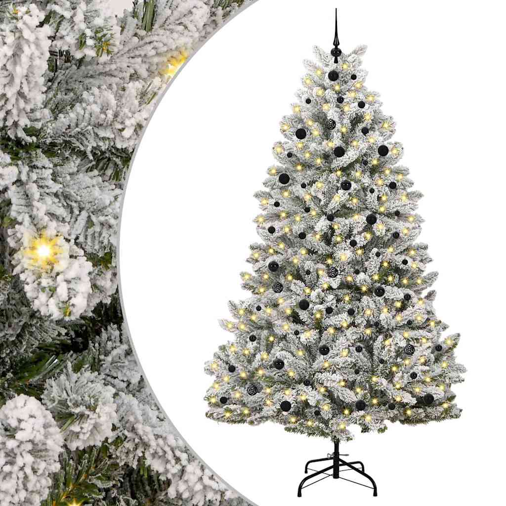 Vidaxl kunstkerstboom met 300 led groen en wit 240 cm pvc en metaal