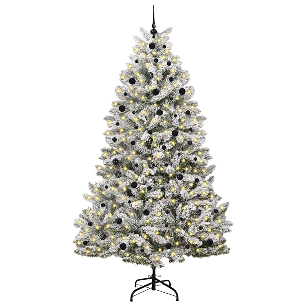 Vidaxl kunstkerstboom met 300 led groen en wit 240 cm pvc en metaal