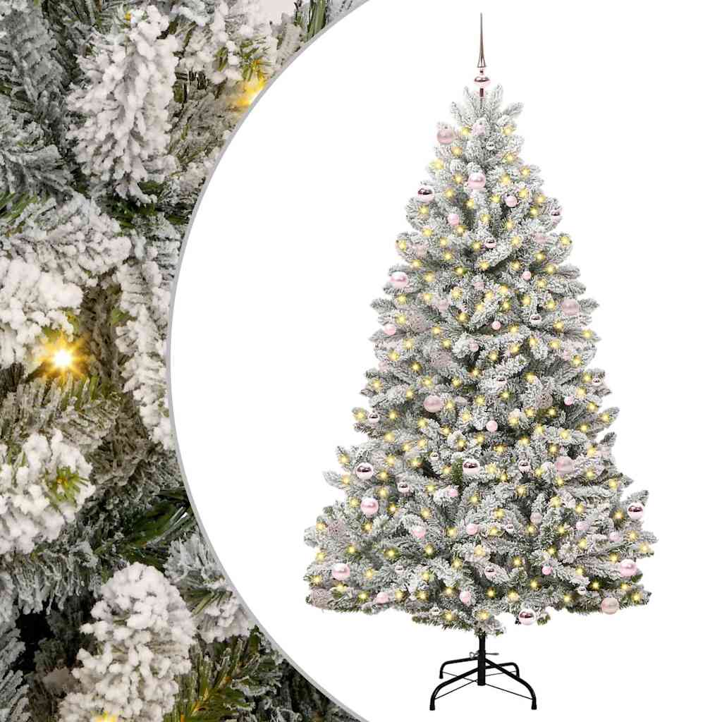Vidaxl kunstkerstboom met 300 led groen en wit 240 cm pvc en metaal