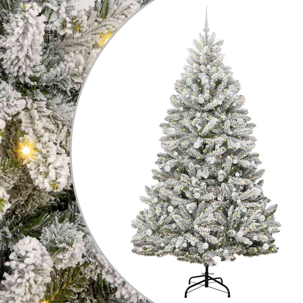 Vidaxl kunstkerstboom met 300 led groen en wit 240 cm pvc en metaal