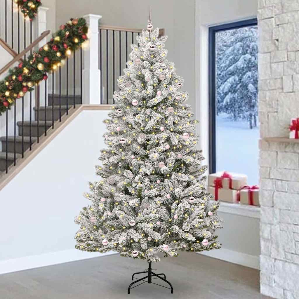 Vidaxl kunstkerstboom met 300 led groen en wit 270 cm pvc en metaal
