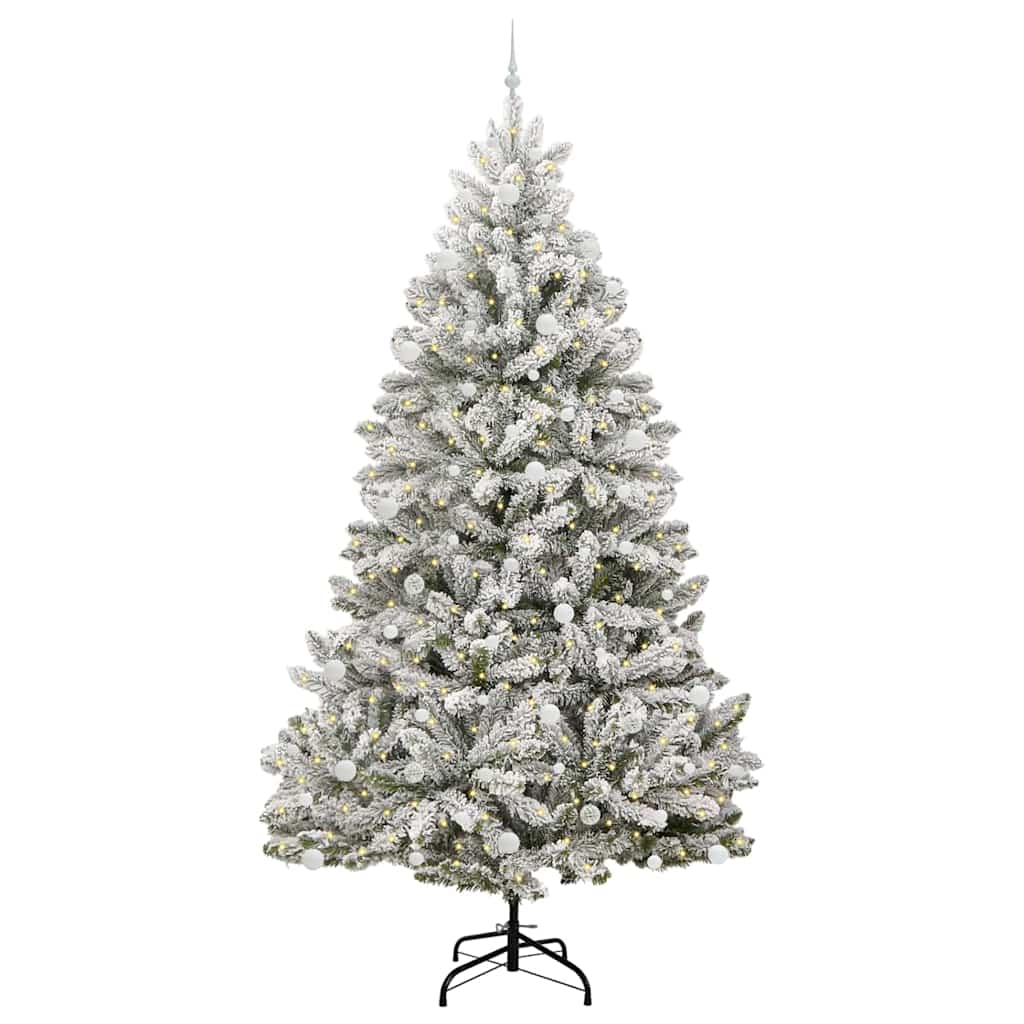 Vidaxl kunstkerstboom met 300 led groen en wit 270 cm pvc en metaal