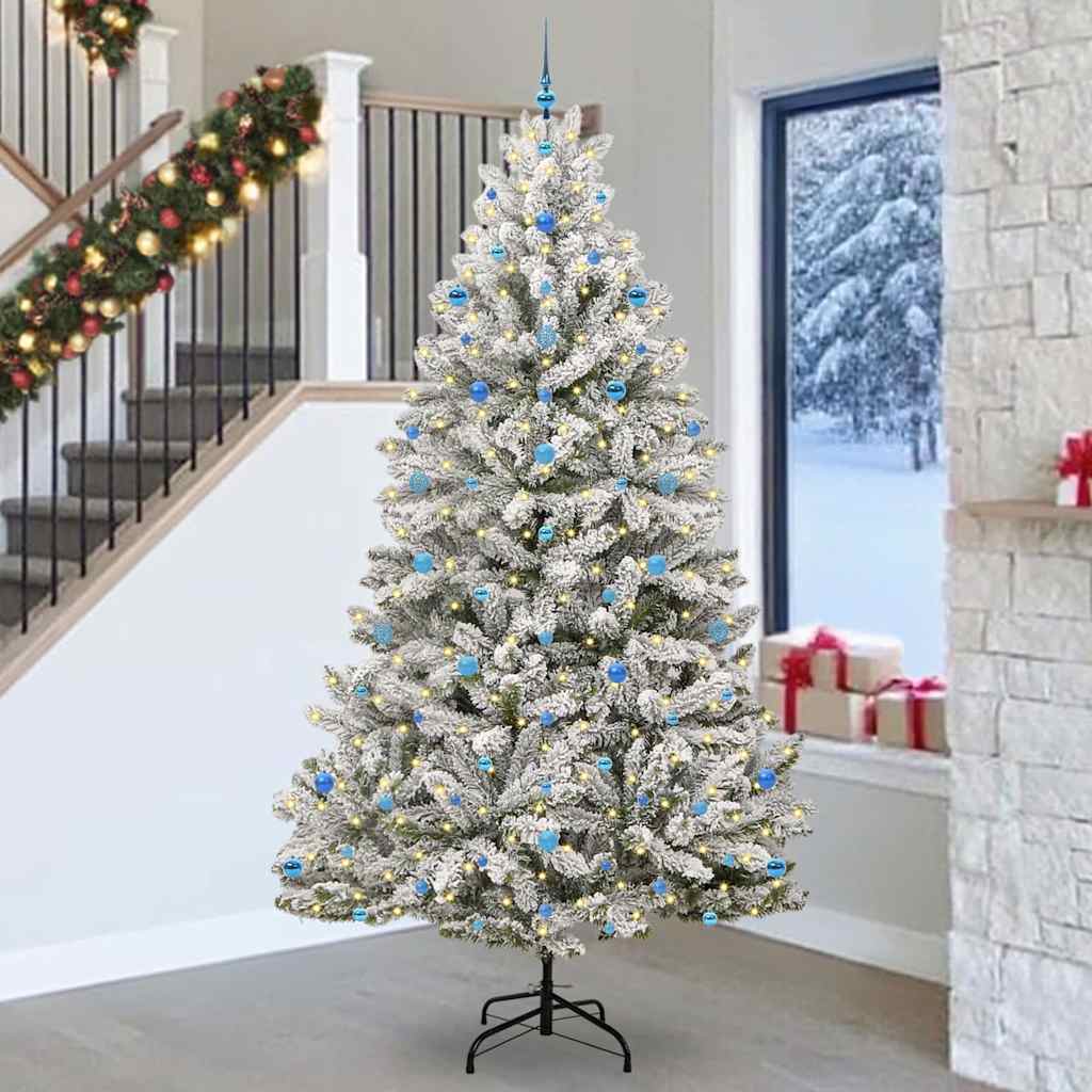 Vidaxl kunstkerstboom met 300 led groen en wit 270 cm pvc en metaal