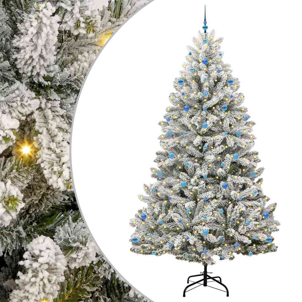 Vidaxl kunstkerstboom met 300 led groen en wit 270 cm pvc en metaal