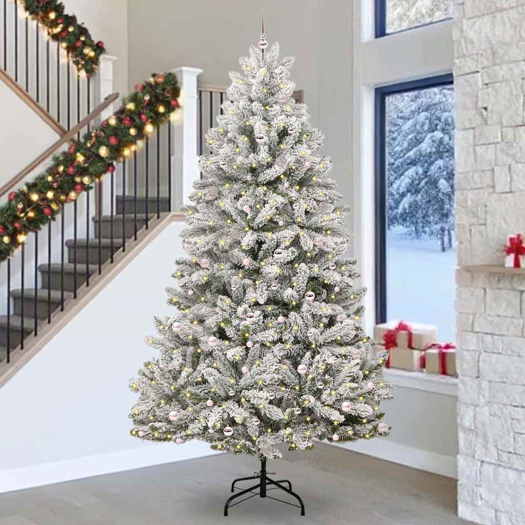 Vidaxl kunstkerstboom met 300 led groen en wit 300 cm pvc en metaal