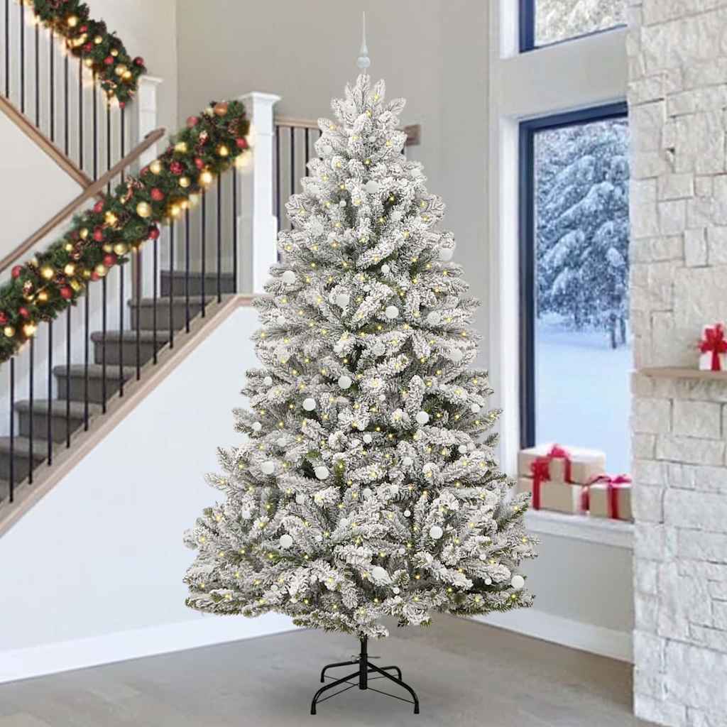 Vidaxl kunstkerstboom met 300 led groen en wit 300 cm pvc en metaal