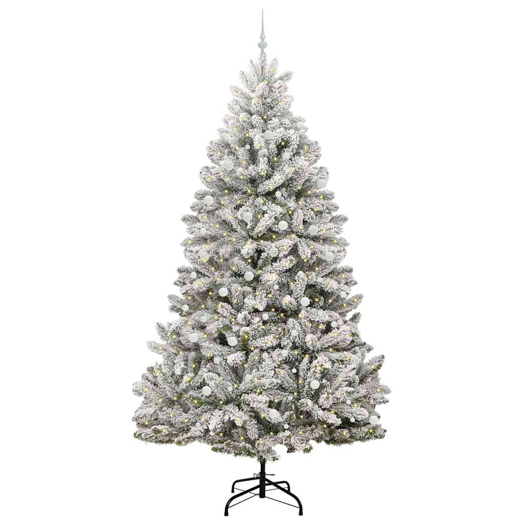 Vidaxl kunstkerstboom met 300 led groen en wit 300 cm pvc en metaal