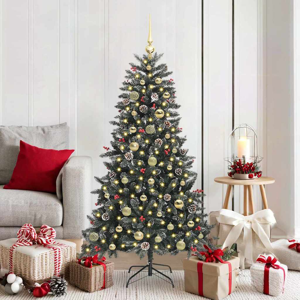 Vidaxl kunstkerstboom met 150 led groen 150 cm pvc en plastic en staal