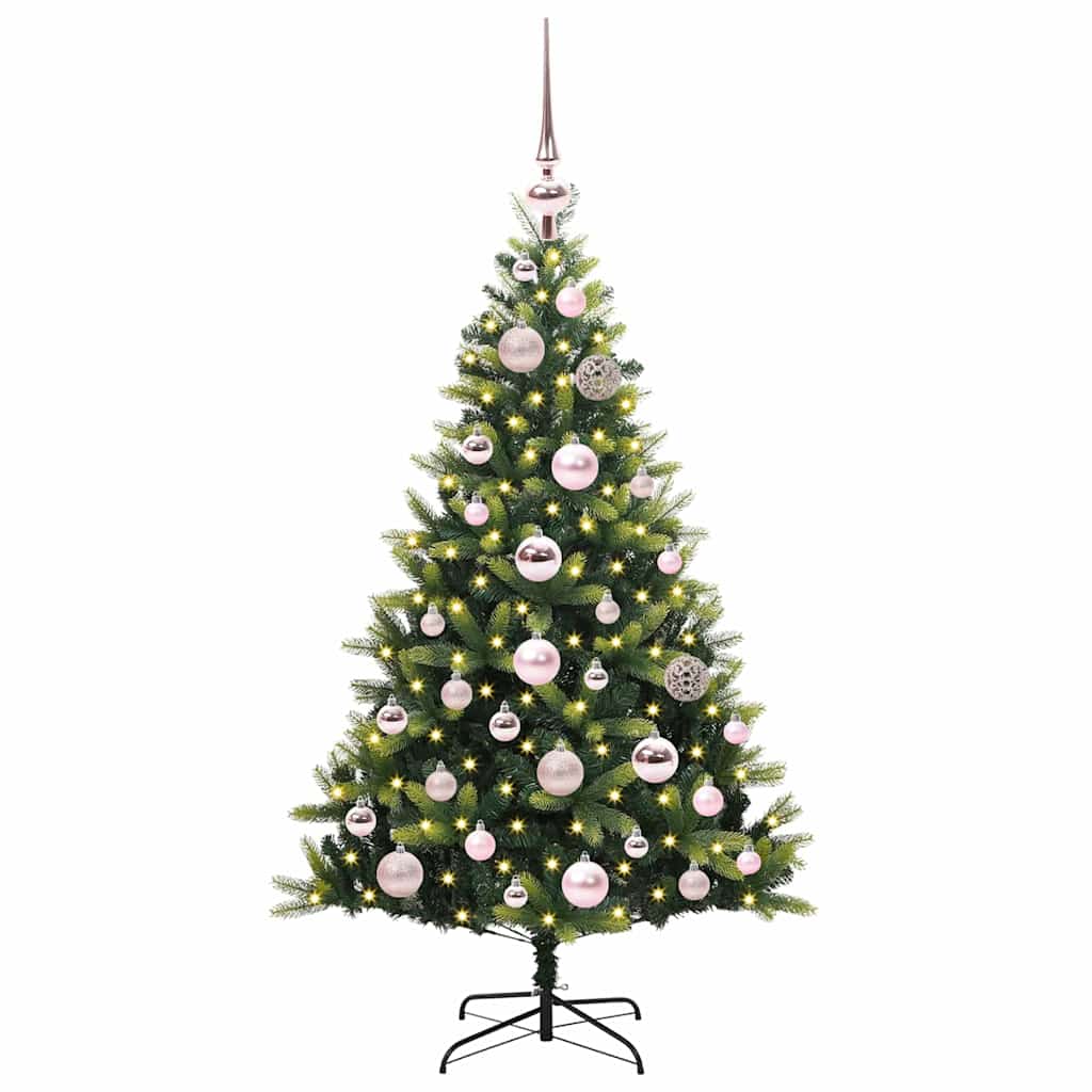 Vidaxl kunstkerstboom met scharnier 150 leds groen 120 cm pvc en pe