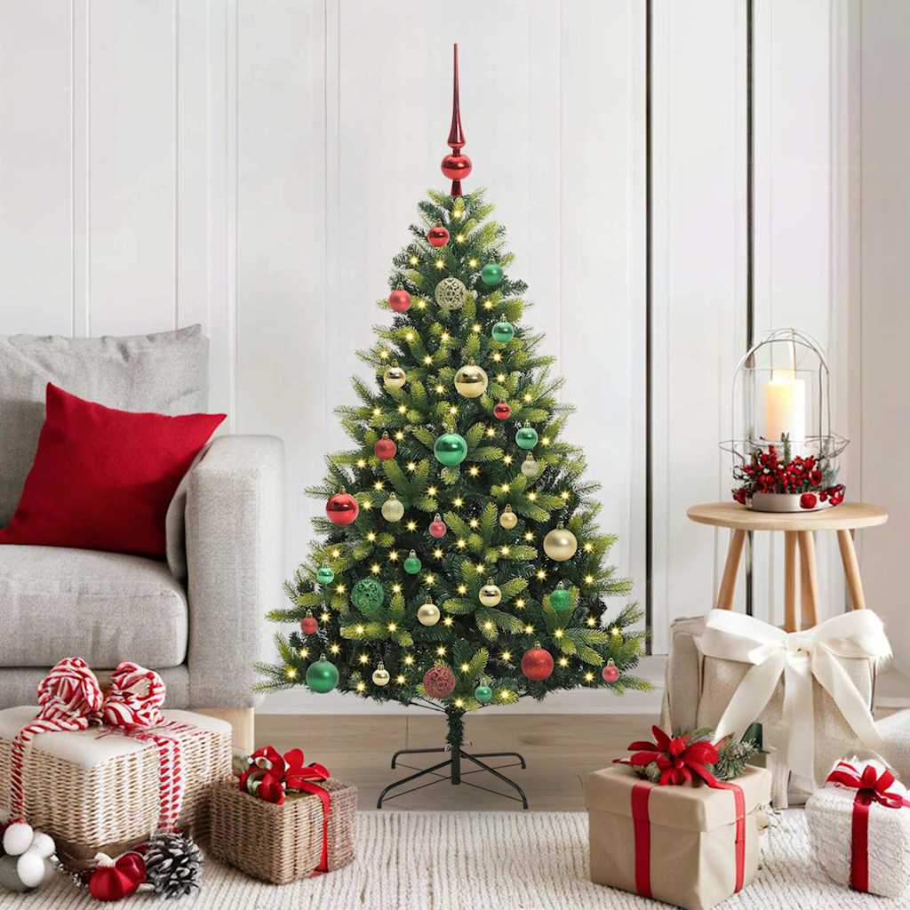 Vidaxl kunstkerstboom met scharnier 150 leds groen 120 cm pvc en pe