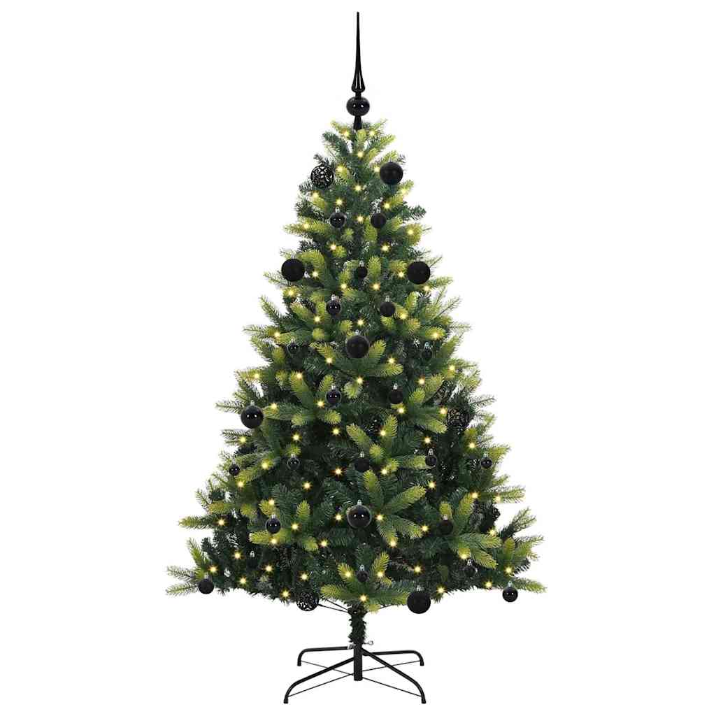 Vidaxl kunstkerstboom met scharnier 150 leds groen 150 cm pvc en pe