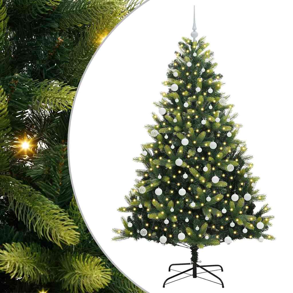 Vidaxl kunstkerstboom met scharnier 300 leds groen 180 cm pvc en pe