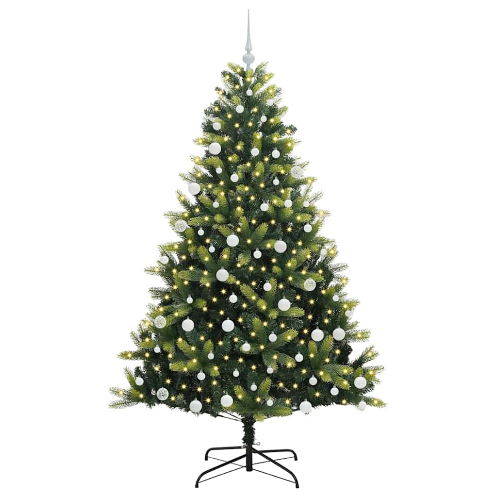 Vidaxl kunstkerstboom met scharnier 300 leds groen 180 cm pvc en pe
