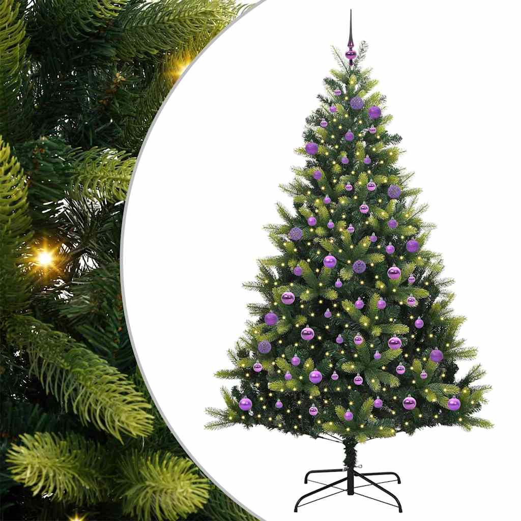 Vidaxl kunstkerstboom met scharnier 300 leds groen 180 cm pvc en pe