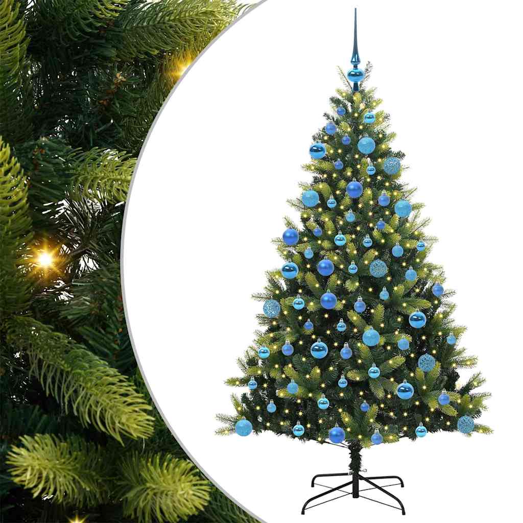Vidaxl kunstkerstboom met scharnier 300 leds groen 180 cm pvc en pe