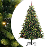 Vidaxl kunstkerstboom met scharnier 300 leds groen 210 cm pvc en pe