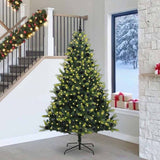 Vidaxl kunstkerstboom met scharnier 300 leds groen 240 cm pvc en pe