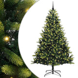 Vidaxl kunstkerstboom met scharnier 300 leds groen 240 cm pvc en pe