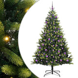 Vidaxl kunstkerstboom met scharnier 300 leds groen 240 cm pvc en pe