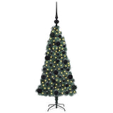 Vidaxl kunstmatige vorstverlichte kerstboom met bal set groen 120 cm
