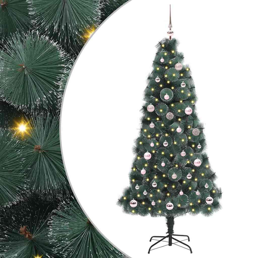 Vidaxl kunstmatige voorverlichte kerstboom met ballenset groen 150 cm