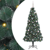 Vidaxl kunstmatige voorverlichte kerstboom met ballenset groen 150 cm