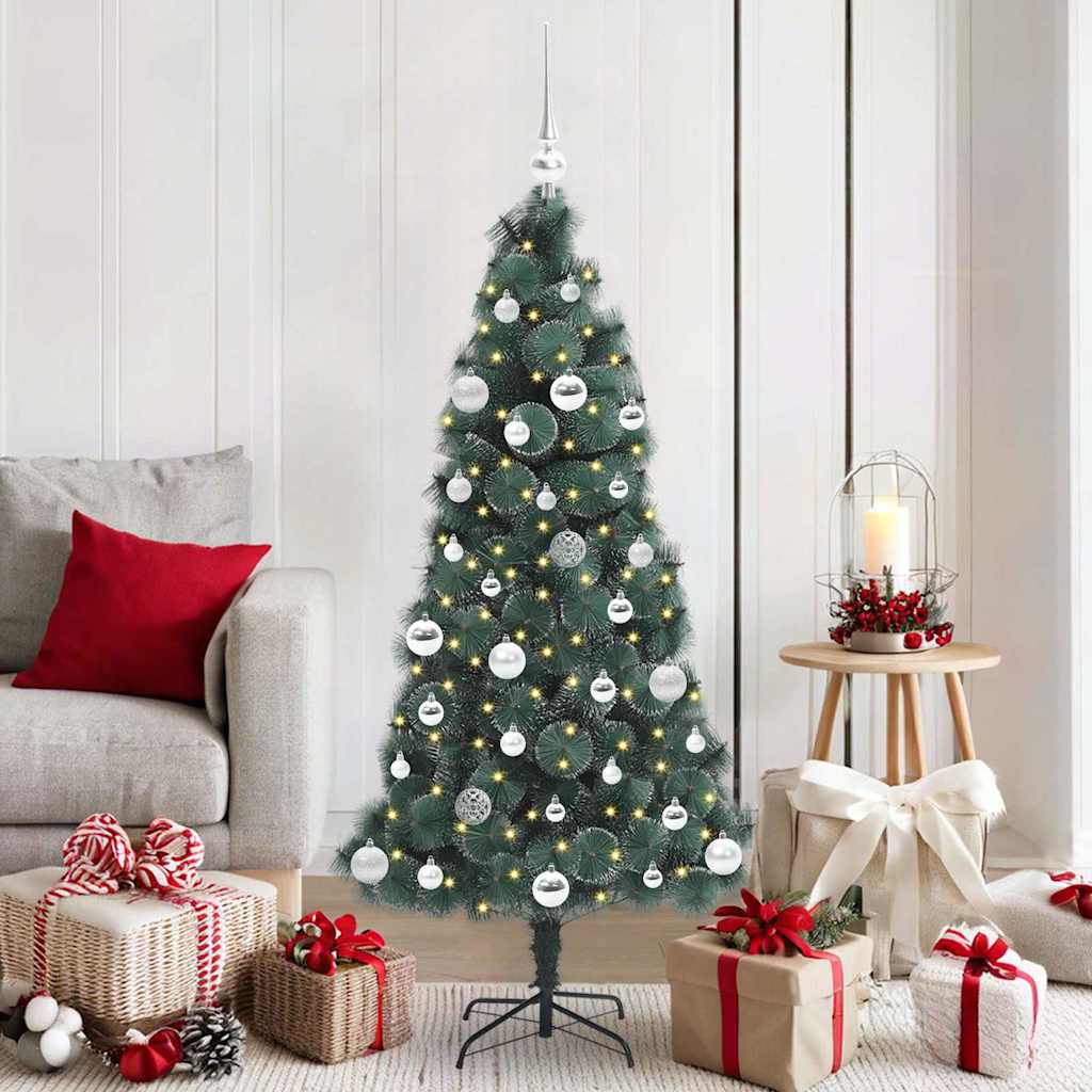 Vidaxl kunstmatige voorverlichte kerstboom met ballenset groen 150 cm