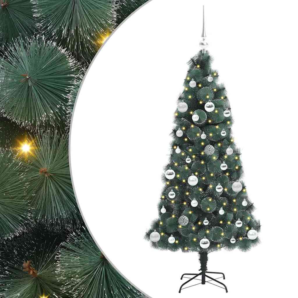 Vidaxl kunstmatige voorverlichte kerstboom met ballenset groen 150 cm