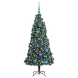 Vidaxl kunstkerstboom met verlichting en ballenset groen 150 cm pet